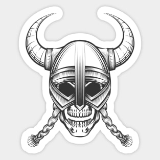 Skull in Viking Helmet Sticker